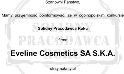 FIRMA EVELINE COSMETICS SOLIDNYM PRACODAWCĄ 2013